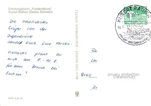 AK / Ansichtskarte Rathen_Saechsische Schweiz Erholungsheim Friedensburg Rathen Saechsische Schweiz