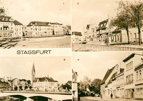 AK / Ansichtskarte Stassfurt Friedensplatz Calbesche Str Bodebruecke Karl Marx Str Stassfurt