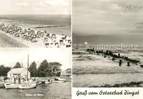 AK / Ansichtskarte Zingst_Ostseebad Strand Hafen am Strom Sturmflut Zingst_Ostseebad
