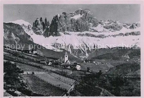 AK / Ansichtskarte Bozen_Suedtirol St Justina mit dem Rosengarten Bozen Suedtirol