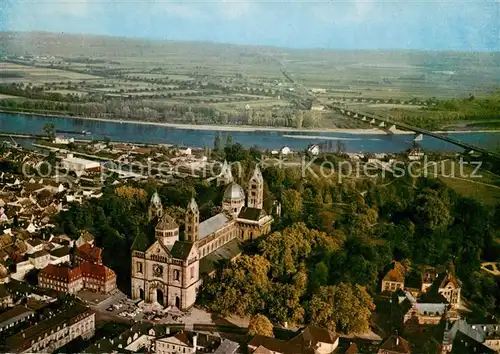 AK / Ansichtskarte Speyer_Rhein Fliegeraufnahme mit Dom und Rheinbruecke Speyer Rhein