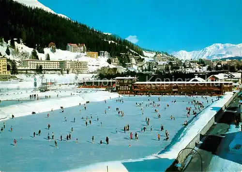 AK / Ansichtskarte Davos_GR Natureisbahn und Kunsteisbahn mit Rhaetikonkette Davos_GR