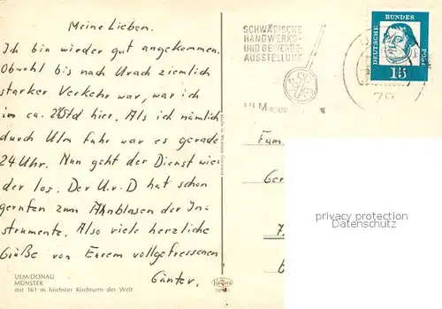 AK / Ansichtskarte Ulm_Donau Ulmer Muenster Ulm_Donau