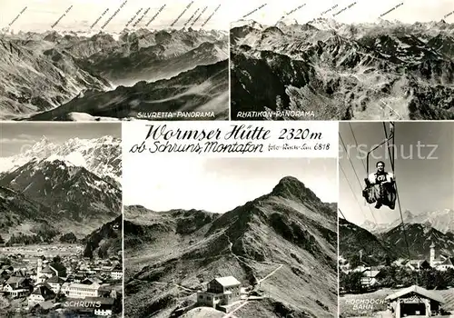 AK / Ansichtskarte Schruns_Tschagguns Silvretta Rhaetikon Fliegeraufnahme Hochjoch Bahn 