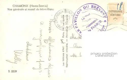 AK / Ansichtskarte Chamonix Vue generale et massif du Mont Blanc Chamonix