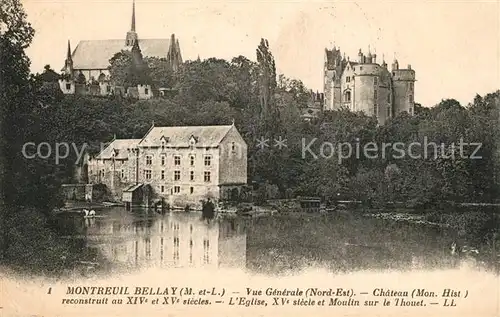 AK / Ansichtskarte Montreuil sur Maine Vue generale Chateau et Moulin sur le Thouet Montreuil sur Maine