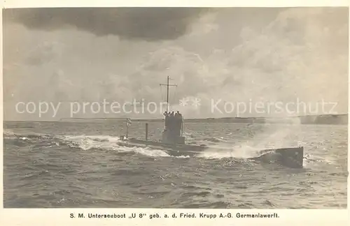 AK / Ansichtskarte U Boote_Unterseeboot U 8 Krupp Germaniawerft  