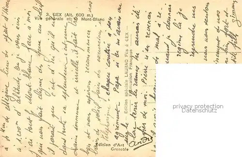 AK / Ansichtskarte Gex Vue generale et la Mont Blanc Gex