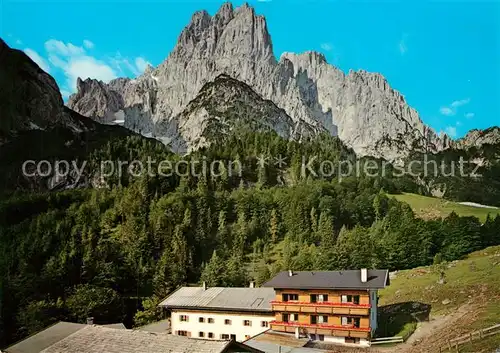 AK / Ansichtskarte Kirchdorf_Tirol Alpengasthof Griessner Alm mit Predigtstuhl Fleischbank und Totenkirchl Kirchdorf Tirol