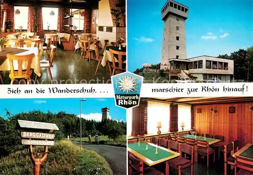 AK / Ansichtskarte Roth_Rhoen Grabfeld Berggasthof Rother Kuppe mit Aussichtsturm Gastraeume Roth Rhoen Grabfeld