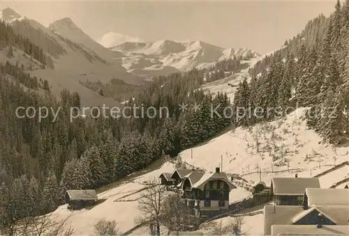 AK / Ansichtskarte Adelboden Panorama Pension Blick zum Regenboldshorn Alpen Adelboden