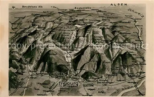AK / Ansichtskarte Freiburg_Breisgau Panoramakarte Freiburg Breisgau