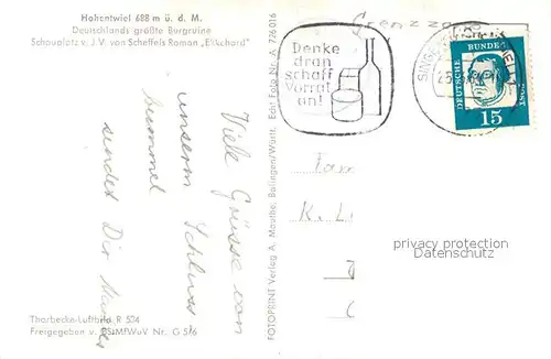 AK / Ansichtskarte Singen_Hohentwiel Burgruine auf dem Hohentwiel Singen Hohentwiel