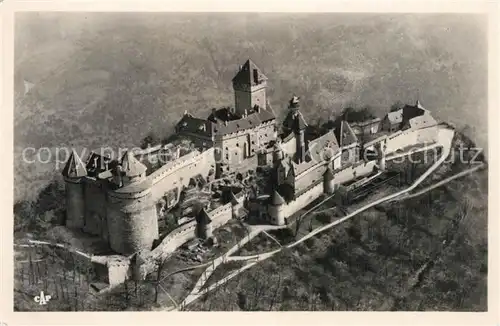 AK / Ansichtskarte Haut Koenigsbourg_Hohkoenigsburg Fliegeraufnahme mit Burg Haut Koenigsbourg