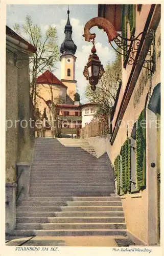 AK / Ansichtskarte Starnberg_See Kirche Treppenaufgang Starnberg See