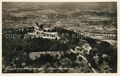 AK / Ansichtskarte Coburg Veste mit Hotel Festungshof Fliegeraufnahme Coburg