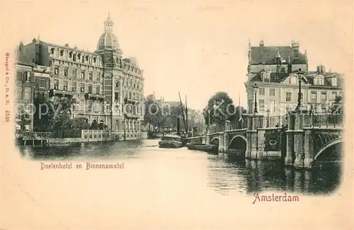 AK / Ansichtskarte Amsterdam_Niederlande Doelenhotel en Binnenamstel Amsterdam_Niederlande