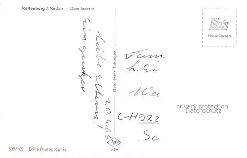 AK / Ansichtskarte Rottenburg_Neckar Dom Inneres Rottenburg Neckar