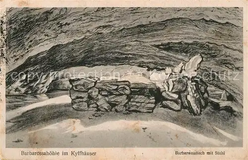 AK / Ansichtskarte Kyffhaeuser Barbarossahoehle Barbarossatisch mit Stuhl Kyffhaeuser