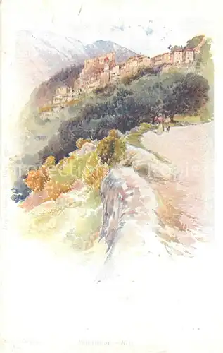 AK / Ansichtskarte Roquebrune Cap Martin Panorama Dessin Kuenstlerkarte Roquebrune Cap Martin