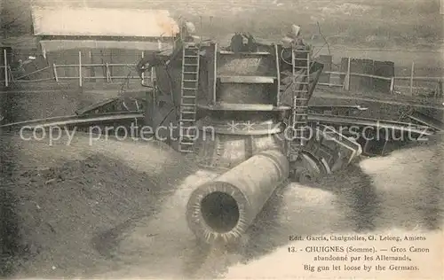 AK / Ansichtskarte Chuignes Gros Canon abandonne par les Allemands Grande Guerre 1. Weltkrieg Chuignes
