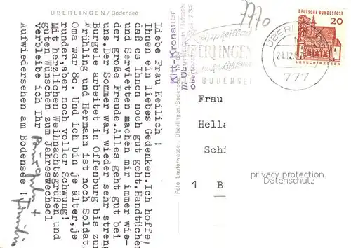 AK / Ansichtskarte ueberlingen_Bodensee Marktplatz Brunnen Christbaum Kirche Nachtaufnahme ueberlingen Bodensee