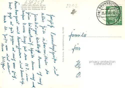 AK / Ansichtskarte Brunsbuettelkoog Elblotsenhaus Faehre Schleuse Nord Ostsee Kanal Gustav Meyer Platz Brunsbuettelkoog