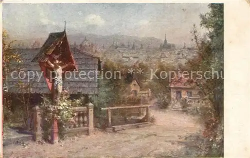 Wien Blick von der Terrasse des Kuenstlers Wien