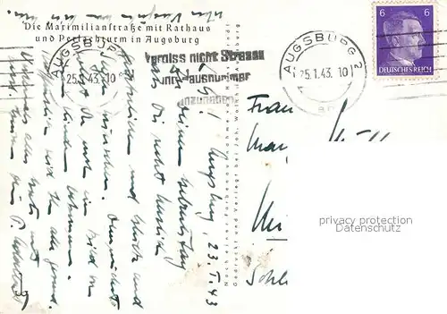 Augsburg Maximilianstrasse mit Rathaus und Perlachturm Augsburg