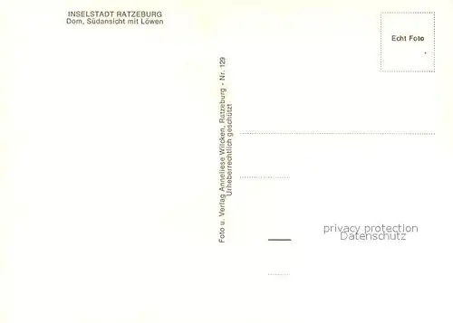 Ratzeburg Dom Suedansicht mit Loewenstatue Ratzeburg