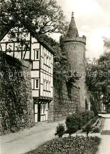 Neubrandenburg Stadtmauer mit Wiekhaus und Moenchturm Neubrandenburg