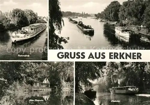 Erkner Flakenfliess Alte Loecknitz See Fracht und Ausflugsdampfer Erkner