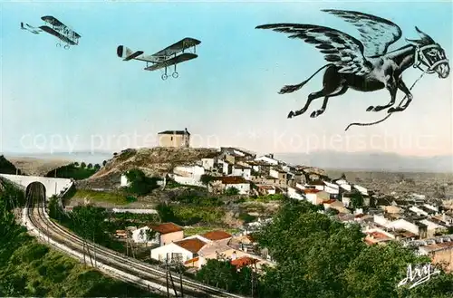 AK / Ansichtskarte Gonfaron Panorama Ane volant avion Gonfaron