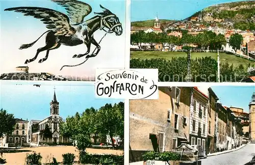 AK / Ansichtskarte Gonfaron Ane volant Eglise Rue Principale Gonfaron
