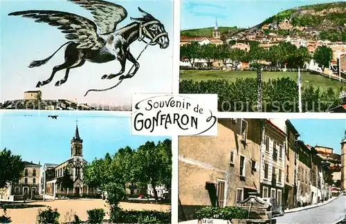 AK / Ansichtskarte Gonfaron Ane volant Eglise Rue Principale Gonfaron