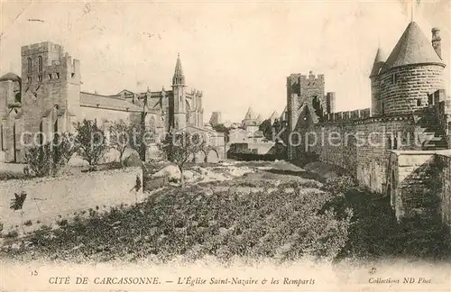 AK / Ansichtskarte Carcassonne La Cite Eglise Saint Nazaire et les Remparts Carcassonne