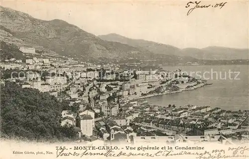 AK / Ansichtskarte Monte Carlo Vue generale et la Condamine Cote d Azur Monte Carlo