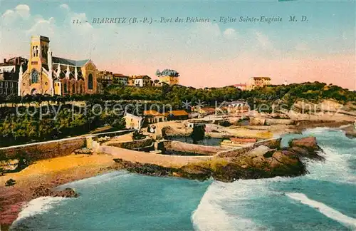 AK / Ansichtskarte Biarritz_Pyrenees_Atlantiques Port des Pecheurs Eglise Sainte Eugenie Biarritz_Pyrenees