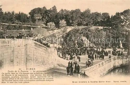 AK / Ansichtskarte Nimes Jardin de la Fontaine Promenade Nimes