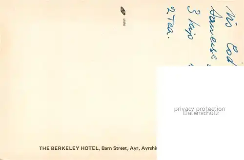 AK / Ansichtskarte Ayr_Ayrshire Berkeley Hotel Ayr_Ayrshire