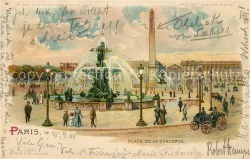 AK / Ansichtskarte METEOR_Hold_to_Light_Nr. 640 Paris Place de la Concorde Litho 