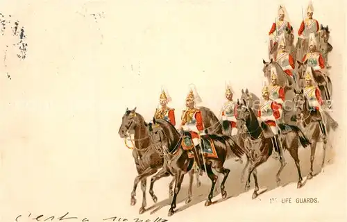 AK / Ansichtskarte Leibgarde_Wache First Life Guards Pferde Litho  