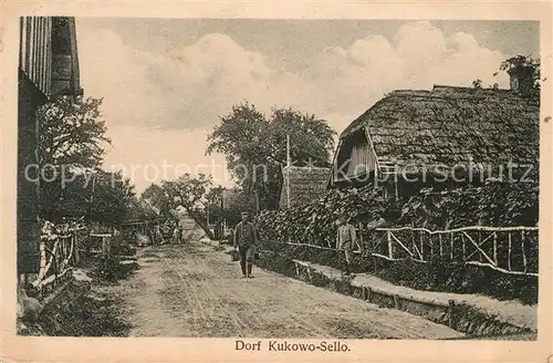 AK / Ansichtskarte Kukowo_Sello_Stolp_Pommern Dorfstrasse Soldaten 