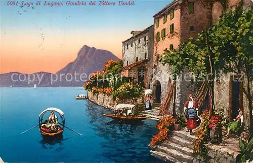 AK / Ansichtskarte Gandria_Lago_di_Lugano del Pittore Usadel Kuenstlerkarte Gandria_Lago_di_Lugano