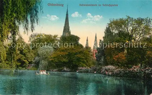AK / Ansichtskarte Oldenburg_Niedersachsen Schwanenteich im Schlossgarten Oldenburg Niedersachsen