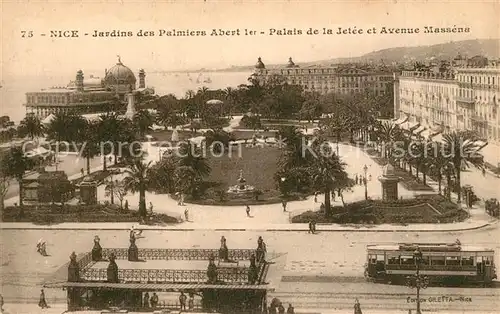 AK / Ansichtskarte Nice_Alpes_Maritimes Jardins des Palmiers Albert Ier Palais de Jetee et Avenue Massens Cote d Azur Nice_Alpes_Maritimes