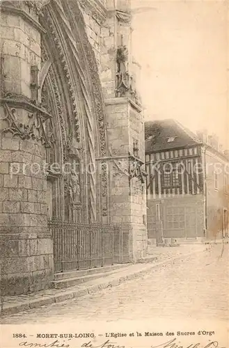 AK / Ansichtskarte Moret sur Loing Eglise et la Mason des Sucres d Orge Moret sur Loing