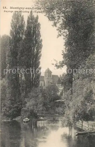 AK / Ansichtskarte Montigny sur Loing Paysage sur le Loing et l Eglise Montigny sur Loing