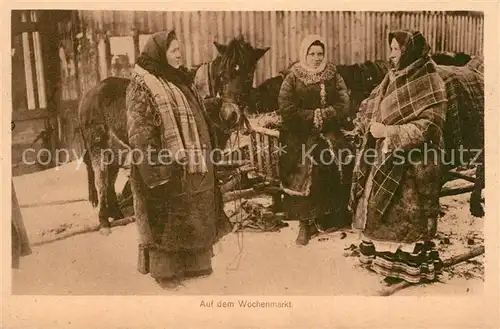 AK / Ansichtskarte Typen_Russland Pferde Wochenmarkt  Typen_Russland