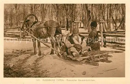 AK / Ansichtskarte Typen_Russland Russischer Bauernschlitten Pferdeschlitten Typen_Russland